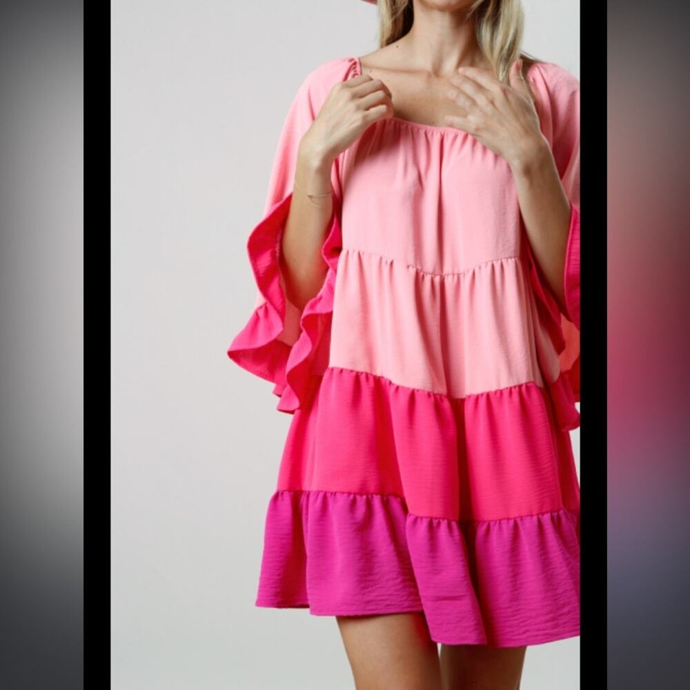 Fantastic Fawn Pink Tiered Ruffle Barbie Birthday Dress Sz Small